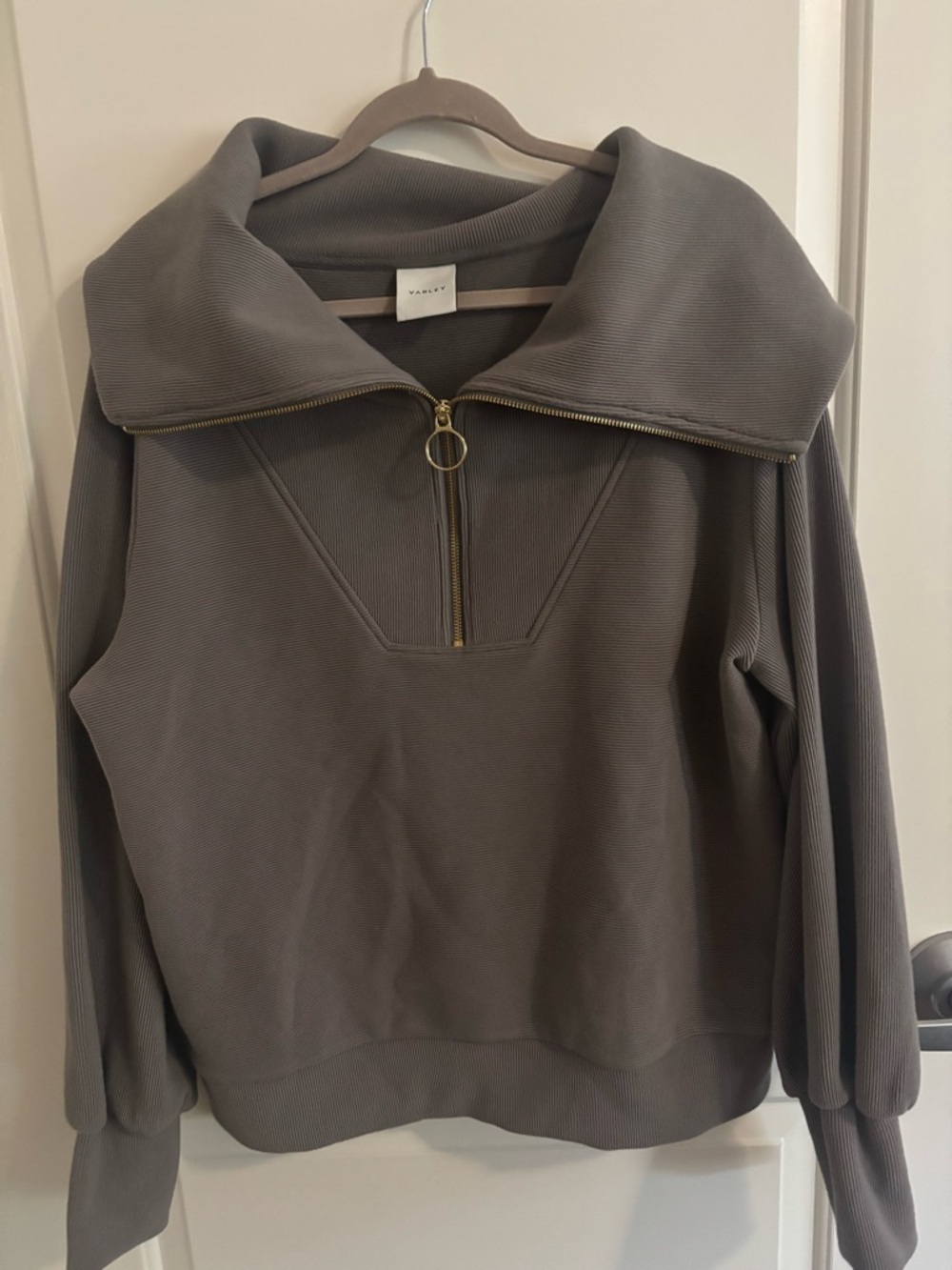 Varley Vine Half Zip Ottoman Pullover in Deep Charcoal Sz L - Picture 2 of 5